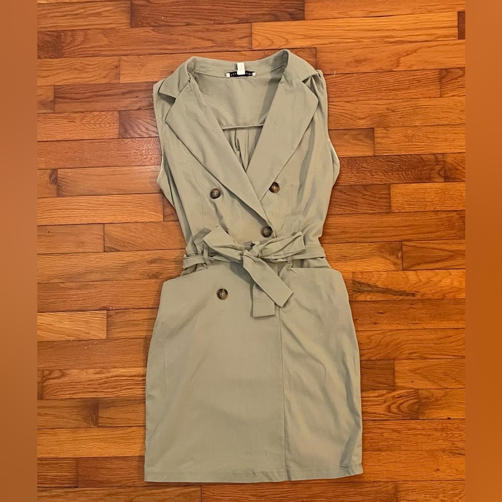 Haute Monde Olive Double-Breasted Mini Dress